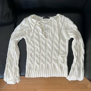 Zara white cable knit sweater